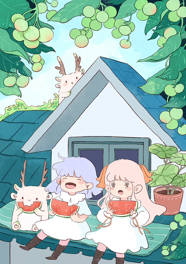 夏末的小尾巴（图ZMzQ5NjgxMTQ4） - 艺术插画 - 站酷设计师俞小希原创素材 - 站酷ZCOOL