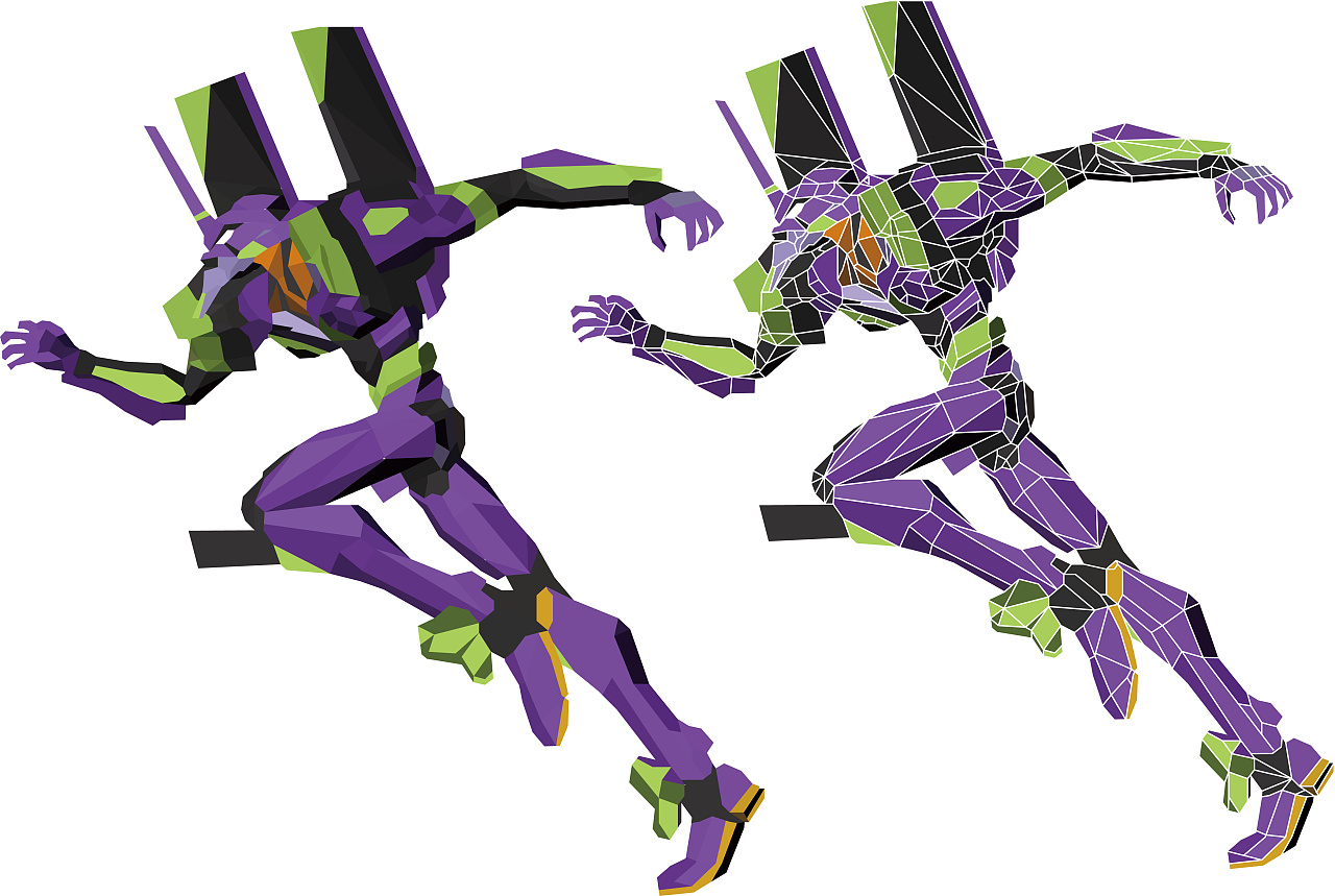 eva——low poly风格|平面|图案|最亲的某某 - 原创作品 - 站酷