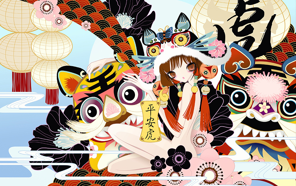 中国娘-虎（图ZMzI0OTUyNjg=） - 商业插画 - 站酷设计师画画的欢叔原创素材 - 站酷ZCOOL