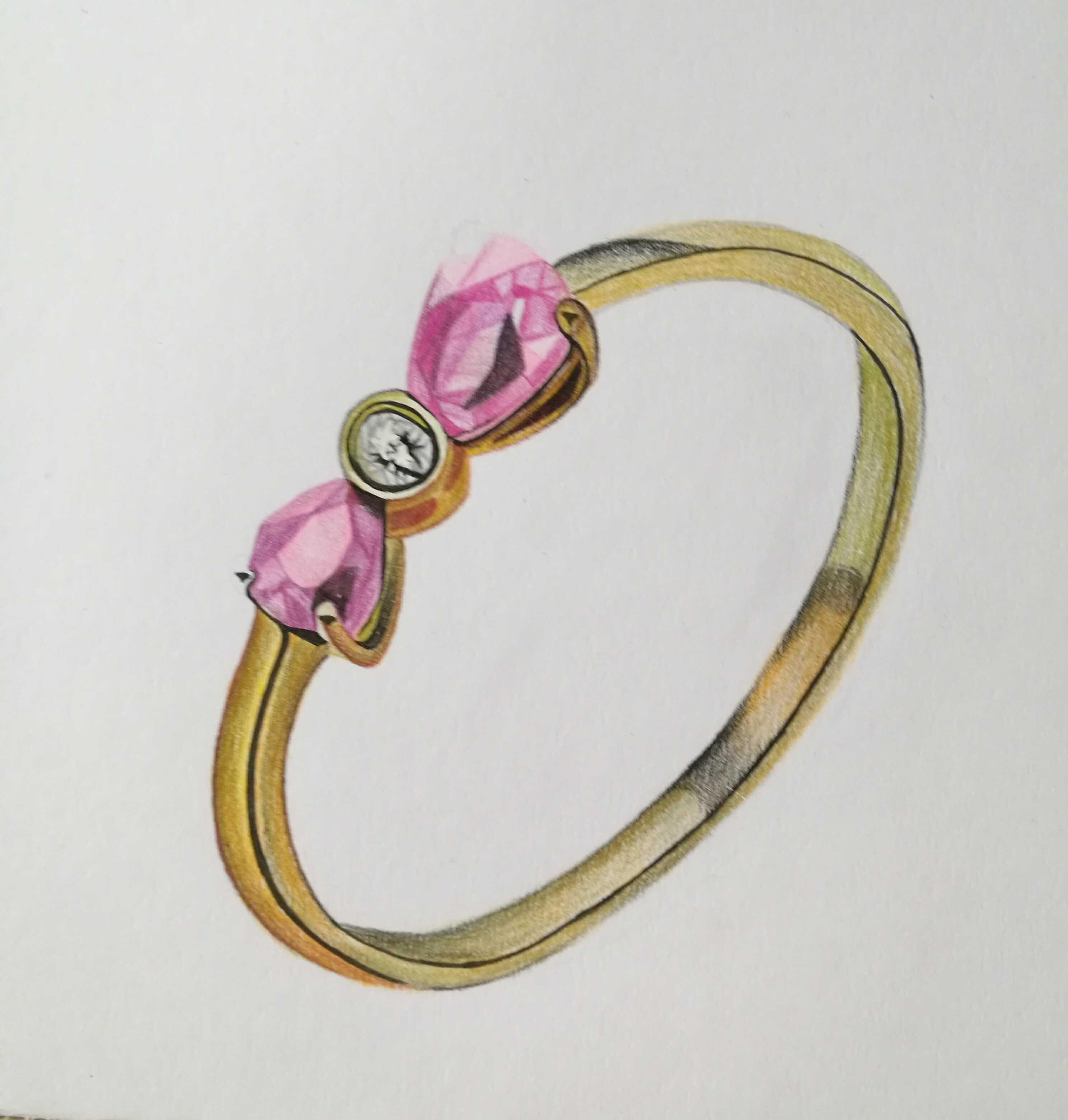 彩铅:悬在空中的戒指