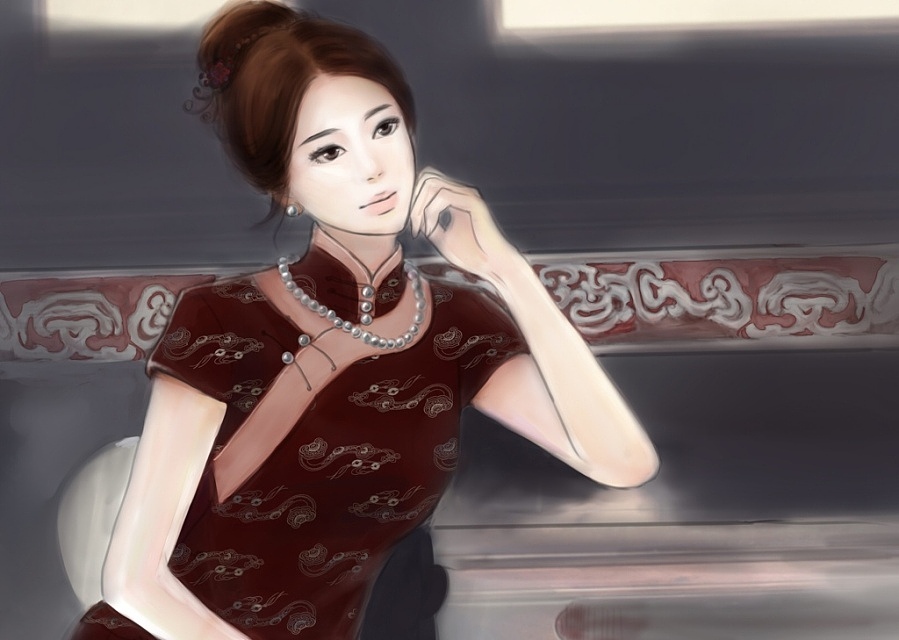 旗袍人物插画（图ZMTEzMzM3MTY=） - 创作习作 - 站酷设计师_阿坑原创素材 - 站酷ZCOOL