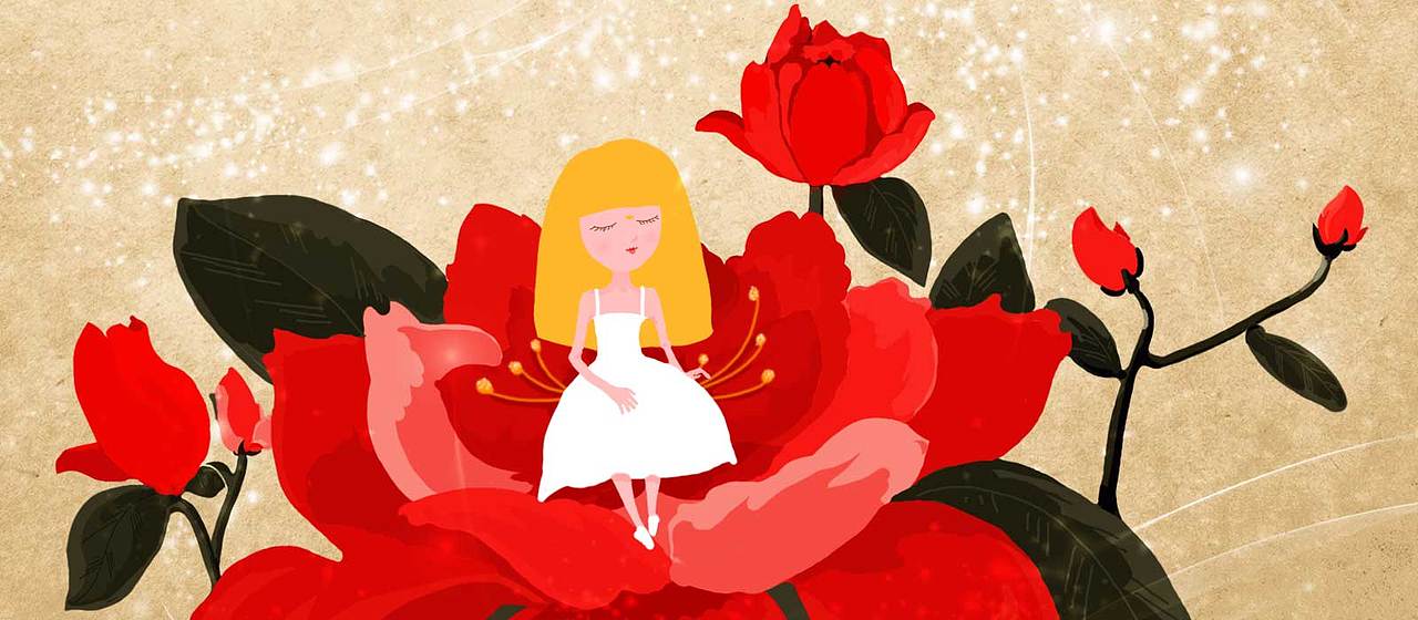 拇指姑娘（圖ZNjQ3MjM2NTI=） - 兒童插畫(huà) - 站酷設(shè)計(jì)師桃子醬0119原創(chuàng)素材 - 站酷ZCOOL