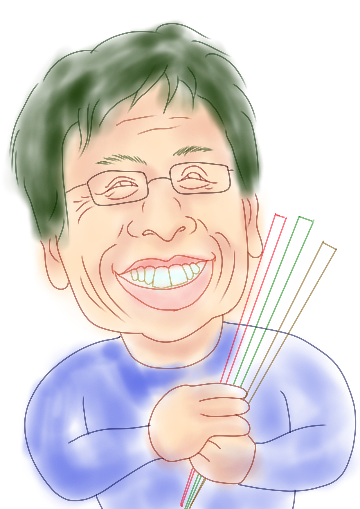 画家冷军漫像释大强画