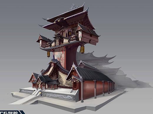 游戏场景原画，国风建筑-奇天CG学院学员作品