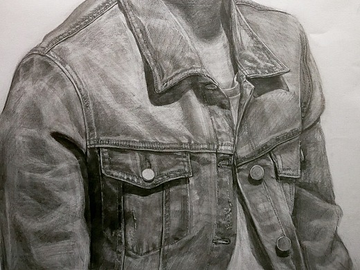 《穿牛仔衣的少女》素描