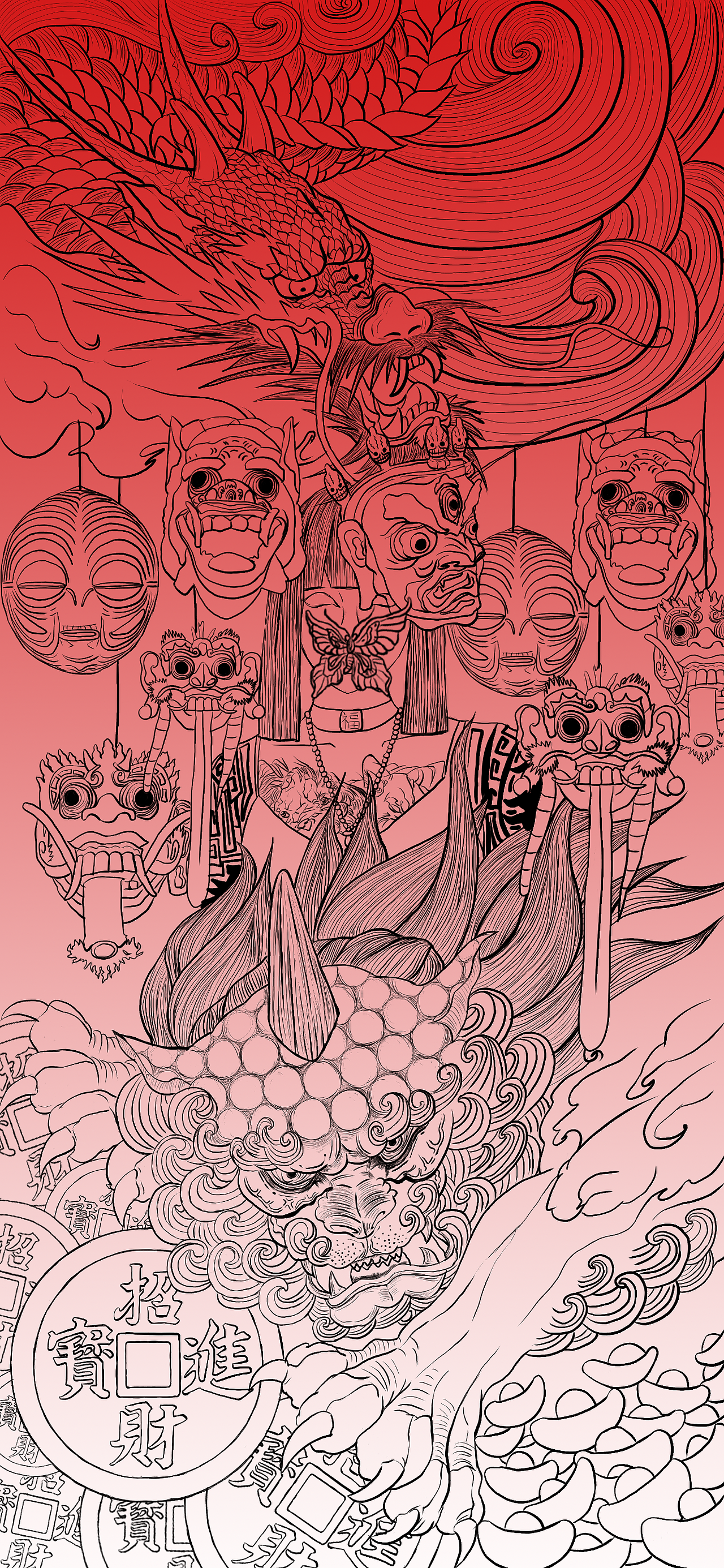 辟邪招财插画壁纸