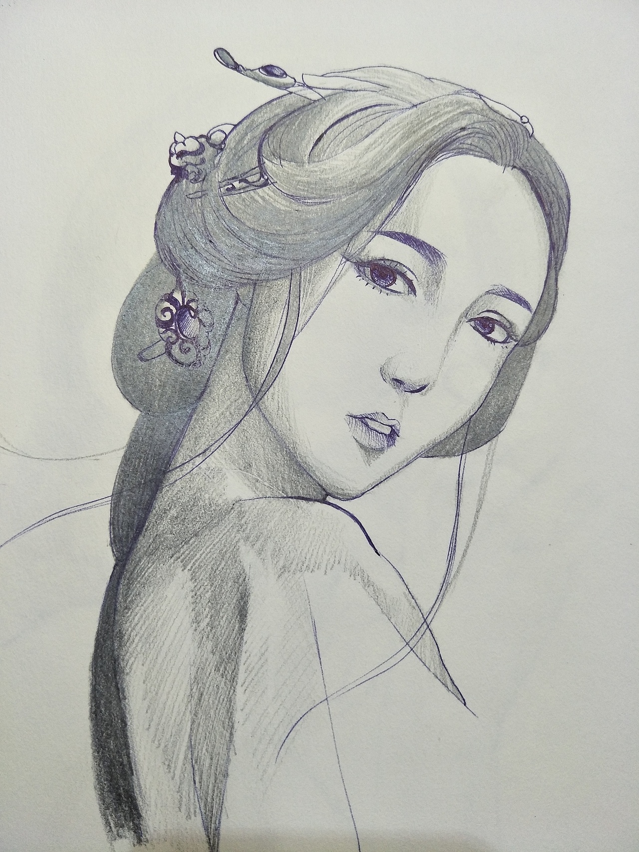 《圆珠笔古装美人》