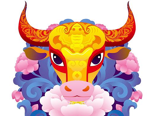 牛年插画新年春节元素插画作品