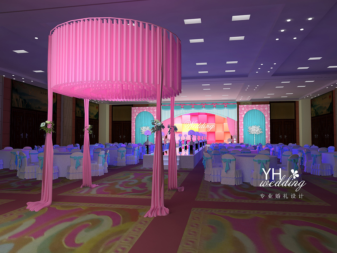 粉红加粉蓝 快乐心情 么么哒- 婚礼3D效果图0