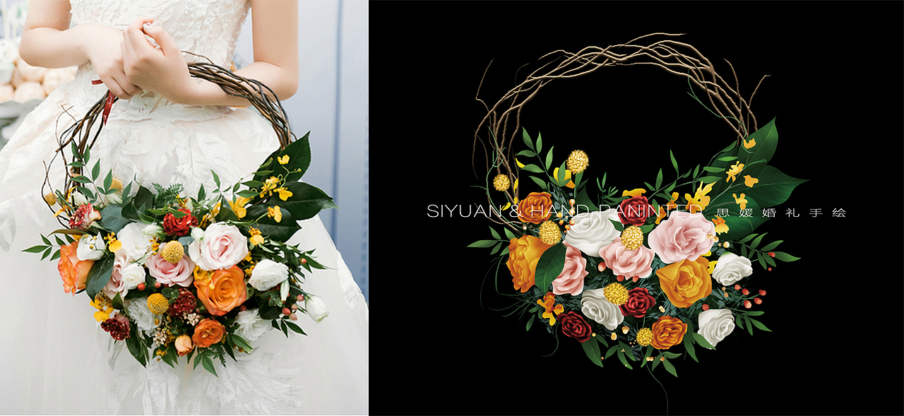 婚礼手绘花艺（图ZMTYwNzE2NDEy） - 艺术插画 - 站酷设计师蹦喳喳原创素材 - 站酷ZCOOL