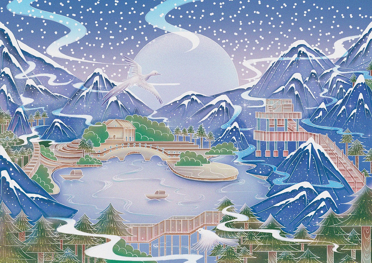 安仁古镇、西岭雪山（图ZMjg4MTIxOTU2） - 商业插画 - 站酷设计师郑皖原创素材 - 站酷ZCOOL