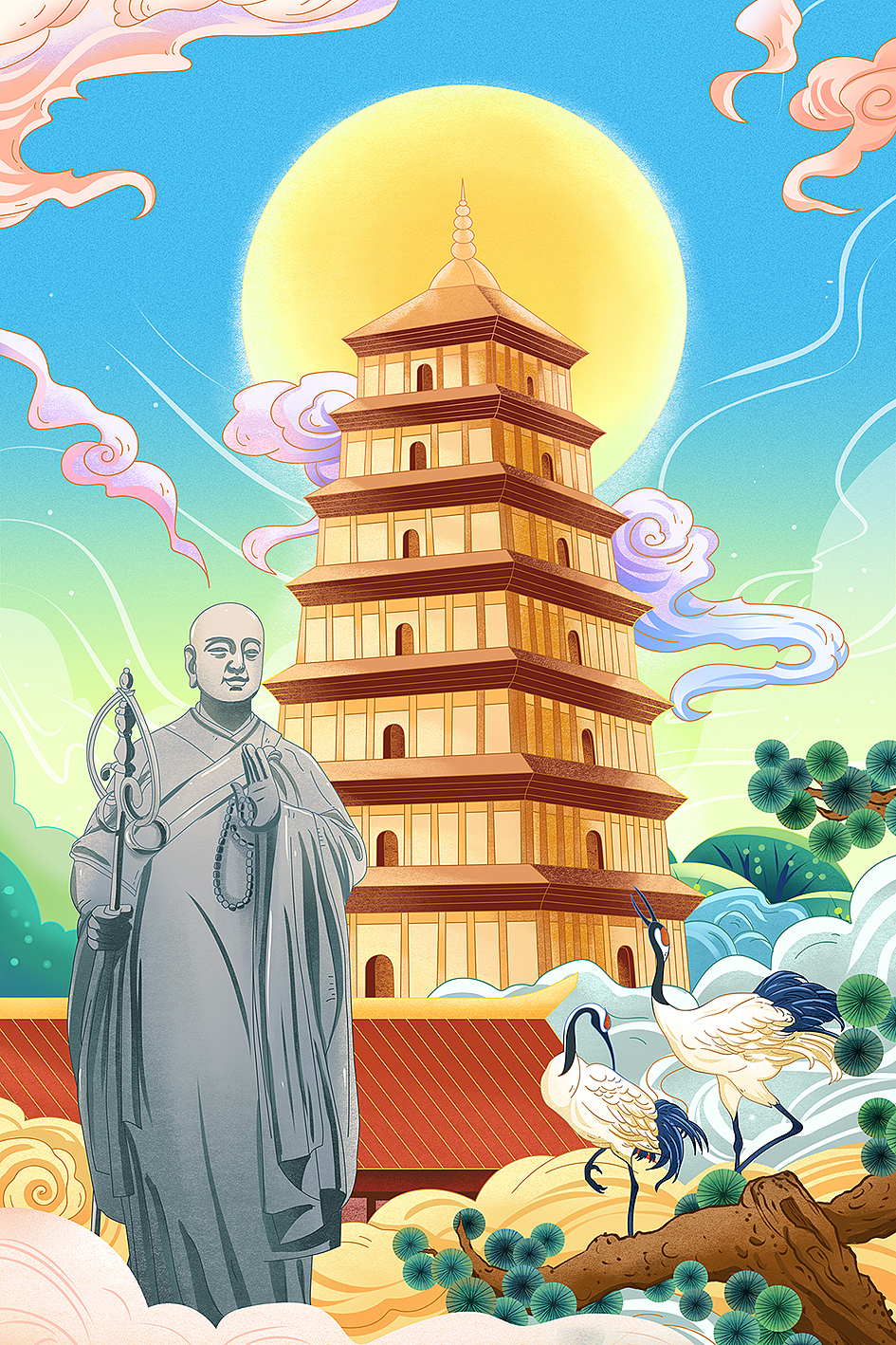 西安景点国风|插画|商业插画|晓绘趣味策划_原创作品-站酷zcool