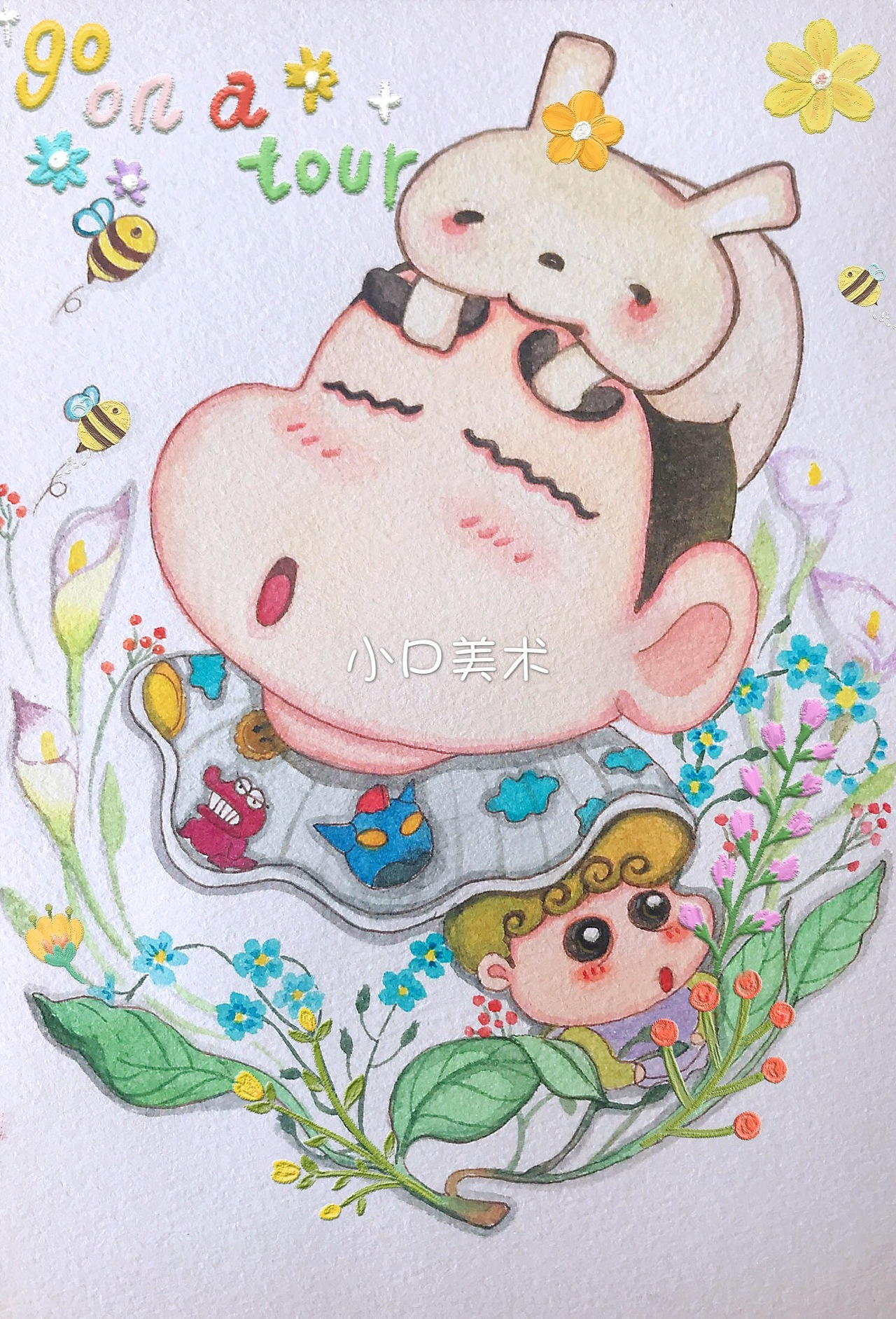 手绘——《沐浴春芳的小新》（图ZMjA3Mjg4NTk2） - 儿童插画 - 站酷设计师Z62438438原创素材 - 站酷ZCOOL
