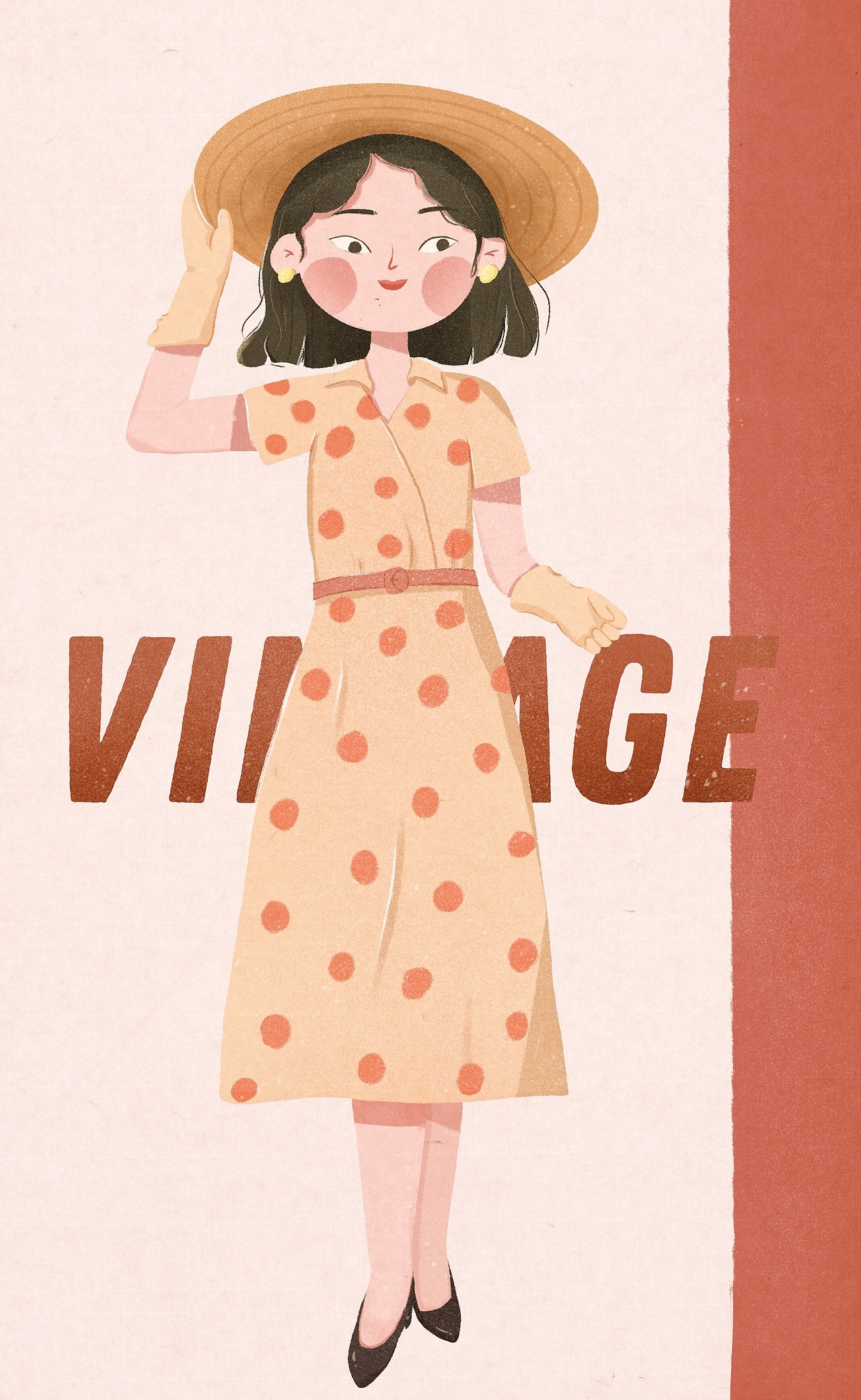复古女孩插画