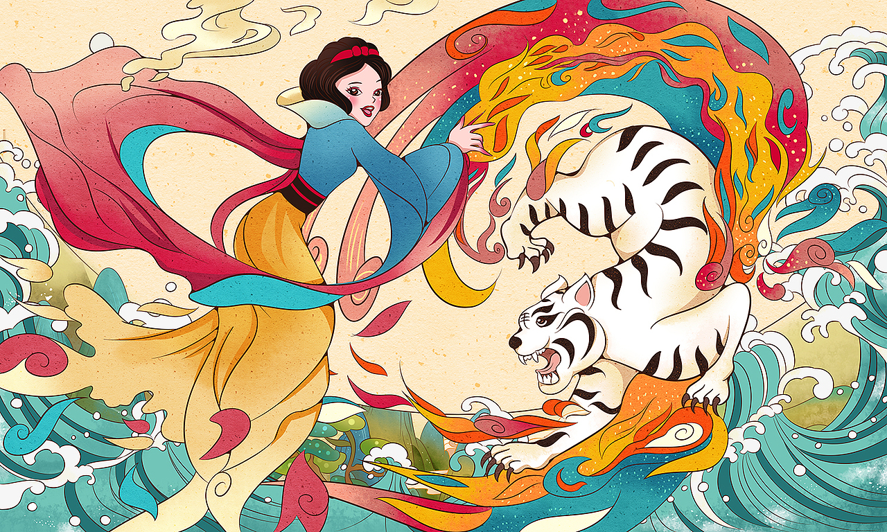 中国风四大神兽遇上迪士尼公主