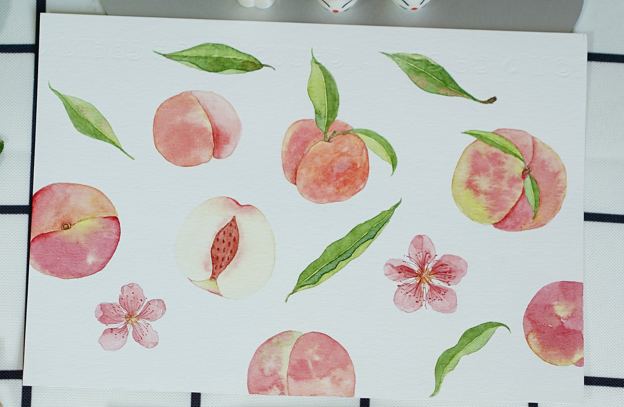 水蜜桃手绘壁纸图片