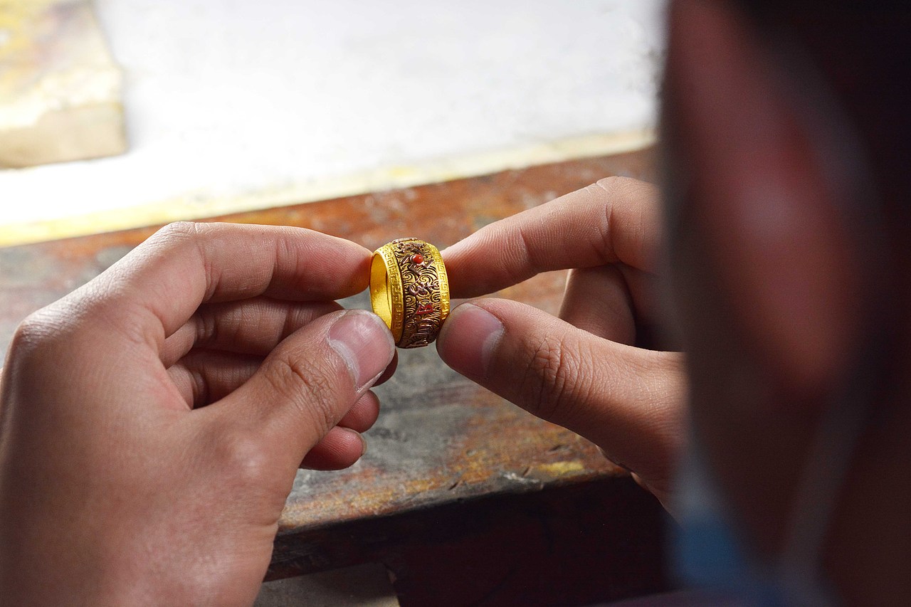 文玩系列|六字真言绿松石戒指