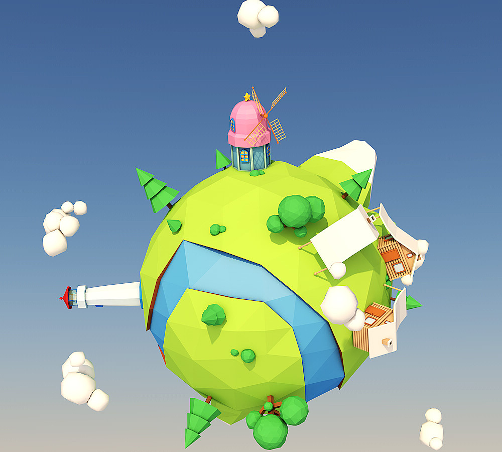 C4D文字与低多边形建模渲染（图ZNjU3NDQ5OTI=） - 场景 - 站酷设计师易木lucky原创素材 - 站酷ZCOOL