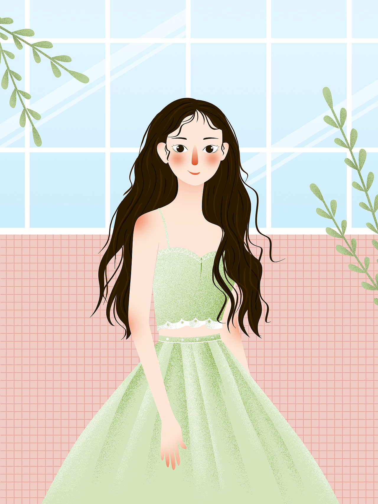 噪点风格手绘插画