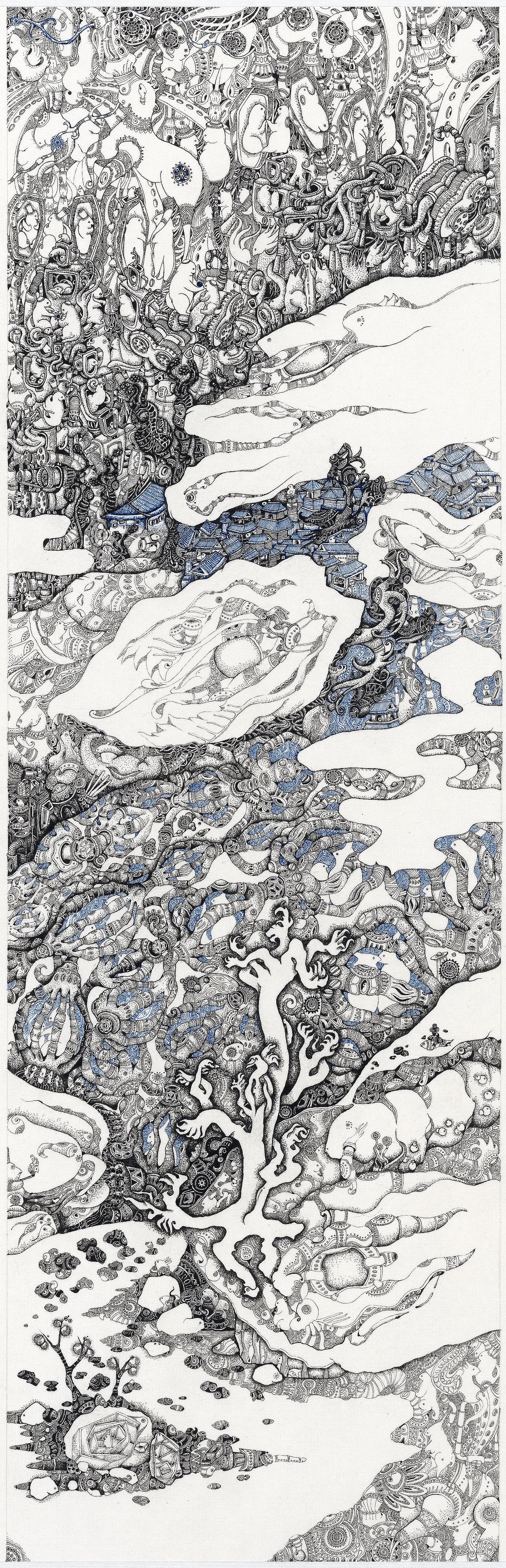 山水十二页之一之二 15.3x48.6cm（图ZMjUyMjc1OTY=） - 绘画 - 站酷设计师李晴_jee原创素材 - 站酷ZCOOL