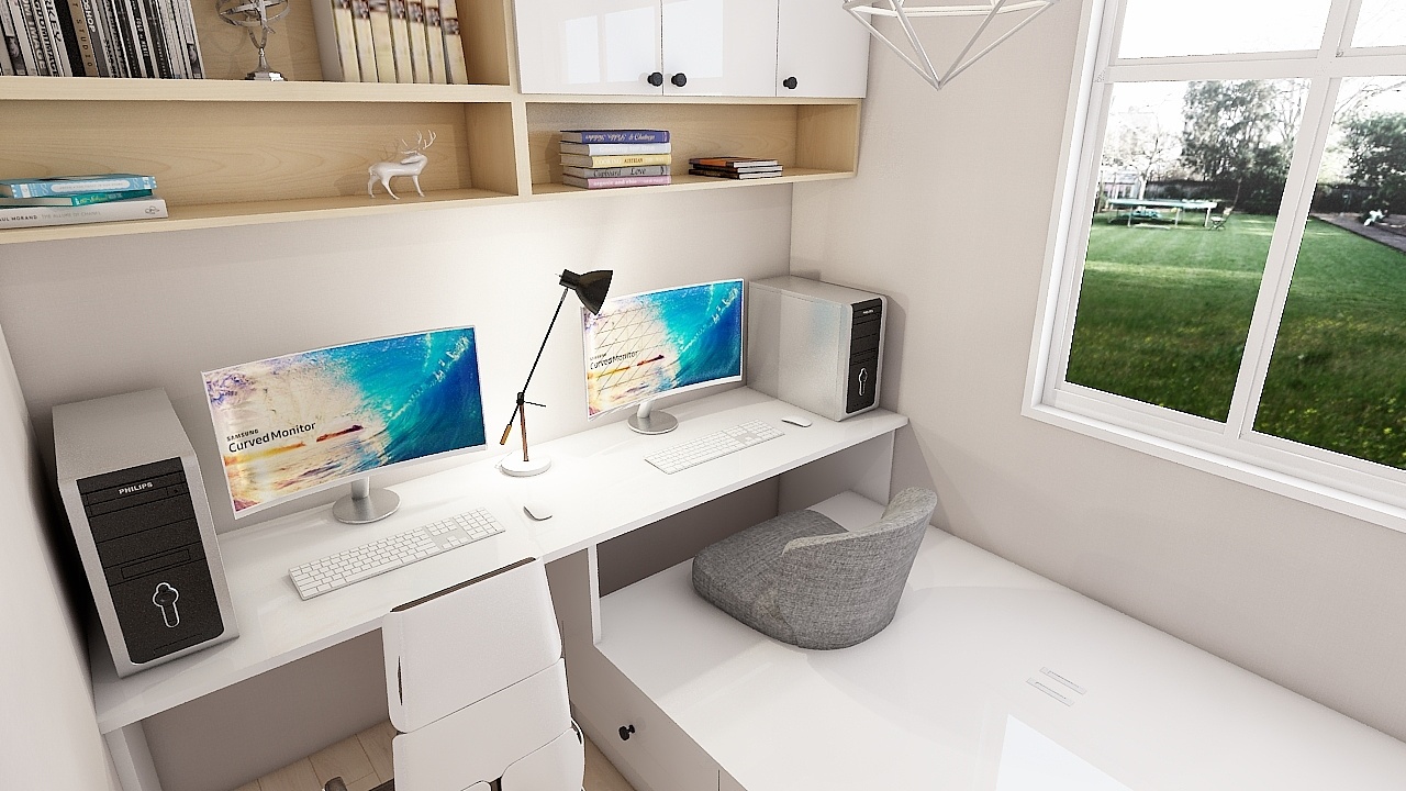 5.6㎡现代简约双人书房设计