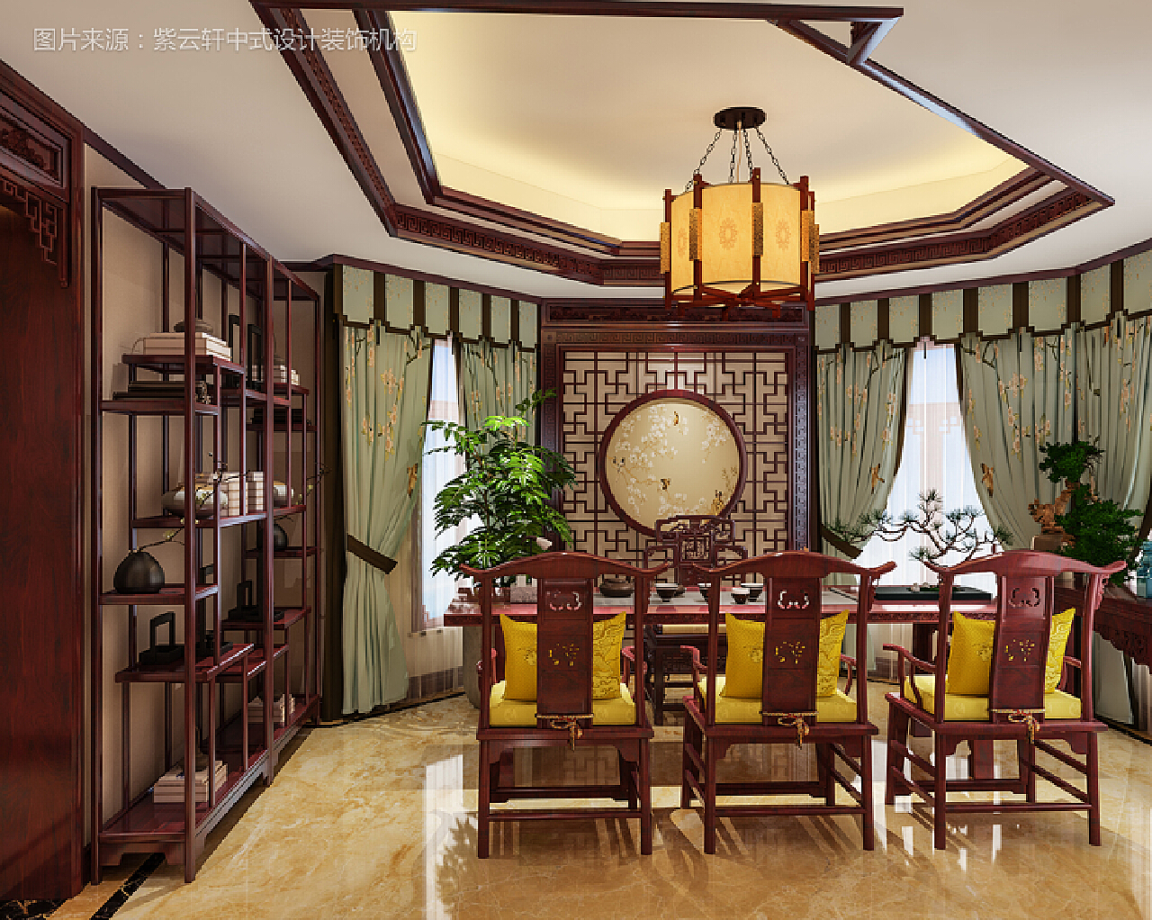 古典中式装修风格 客厅实景图欣赏_紫云轩中式设计装饰机构
