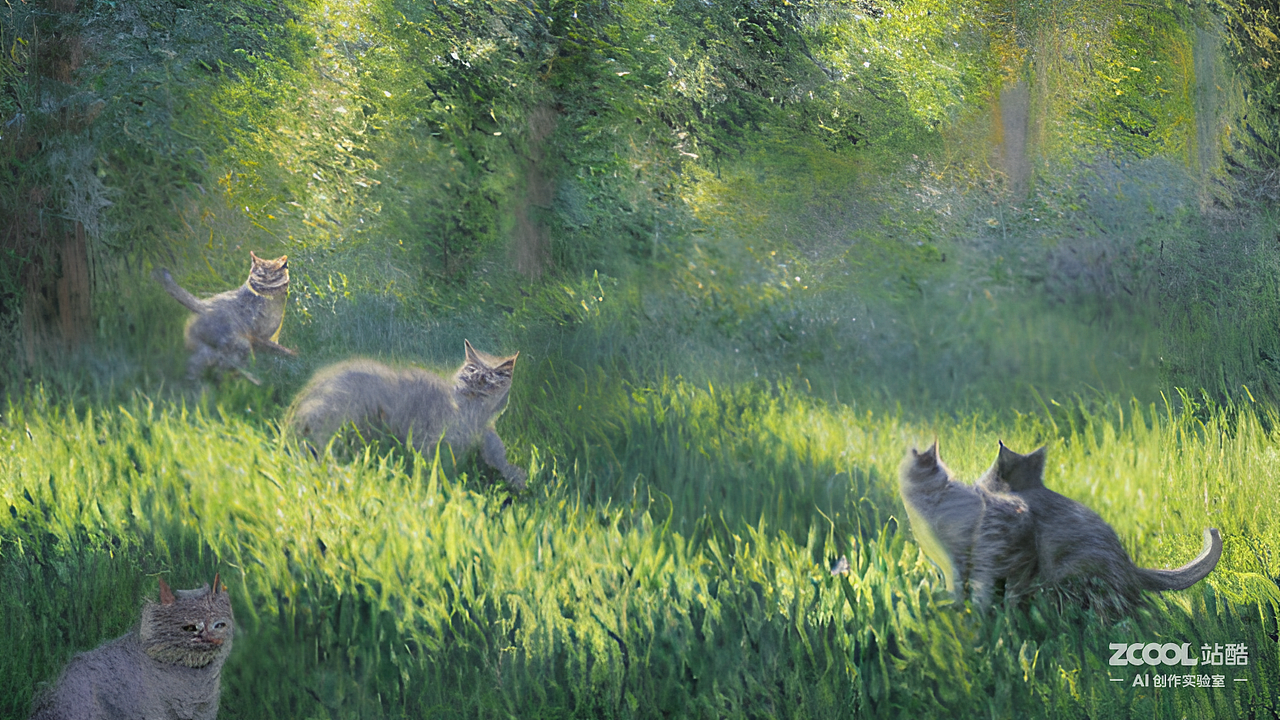 #AI创作实验室#猫，森林里，超写实（图ZMzIyNjE0NzQw） - AI作品 - 站酷设计师苗孑原创素材 - 站酷ZCOOL