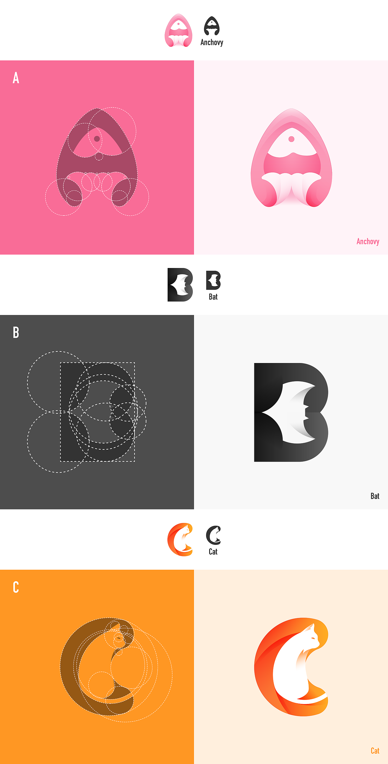 正负形动物字母ah