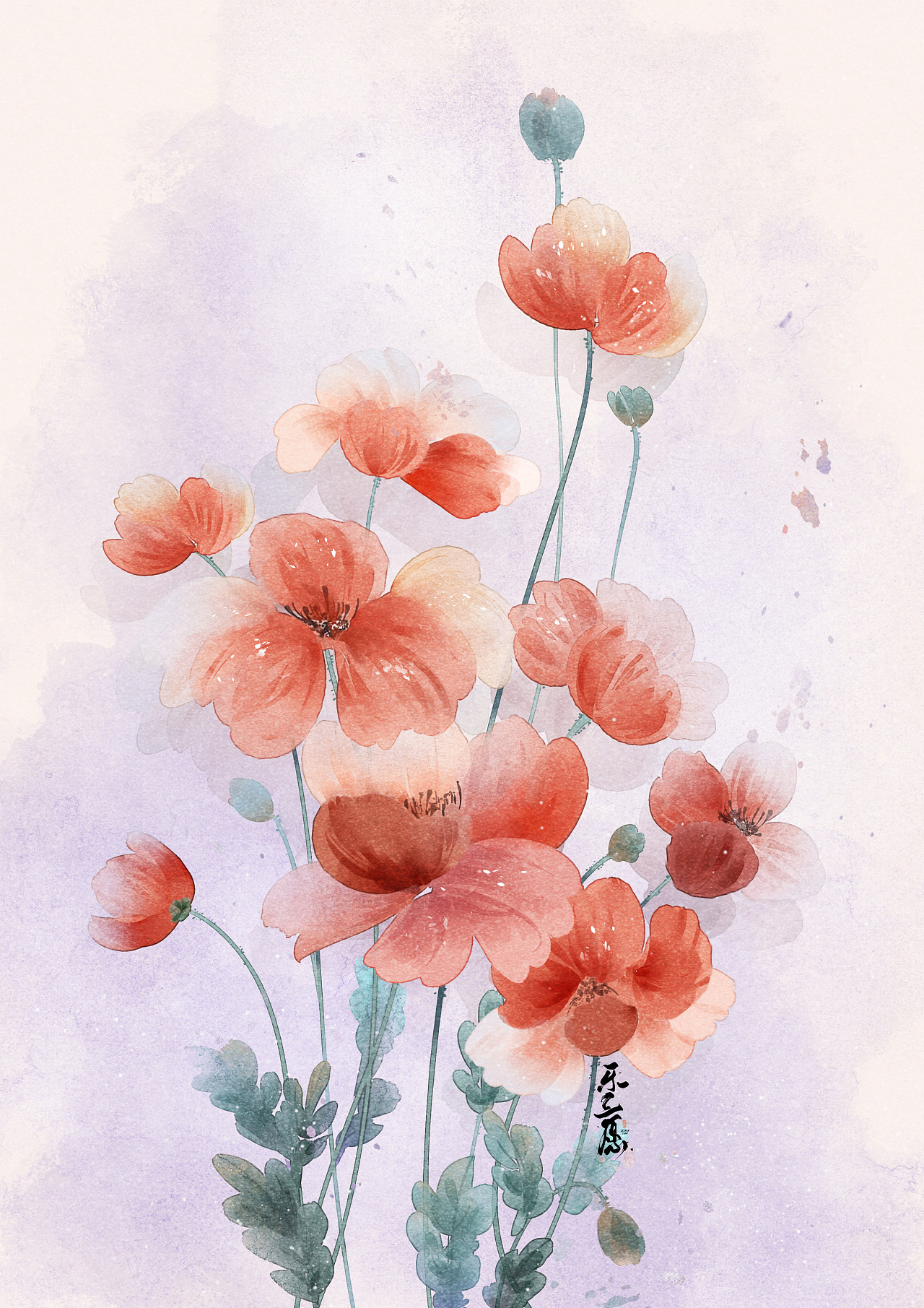 古风花枝系列|插画|商业插画|乐三愿的猫 - 原创作品 - 站酷 (zcool)