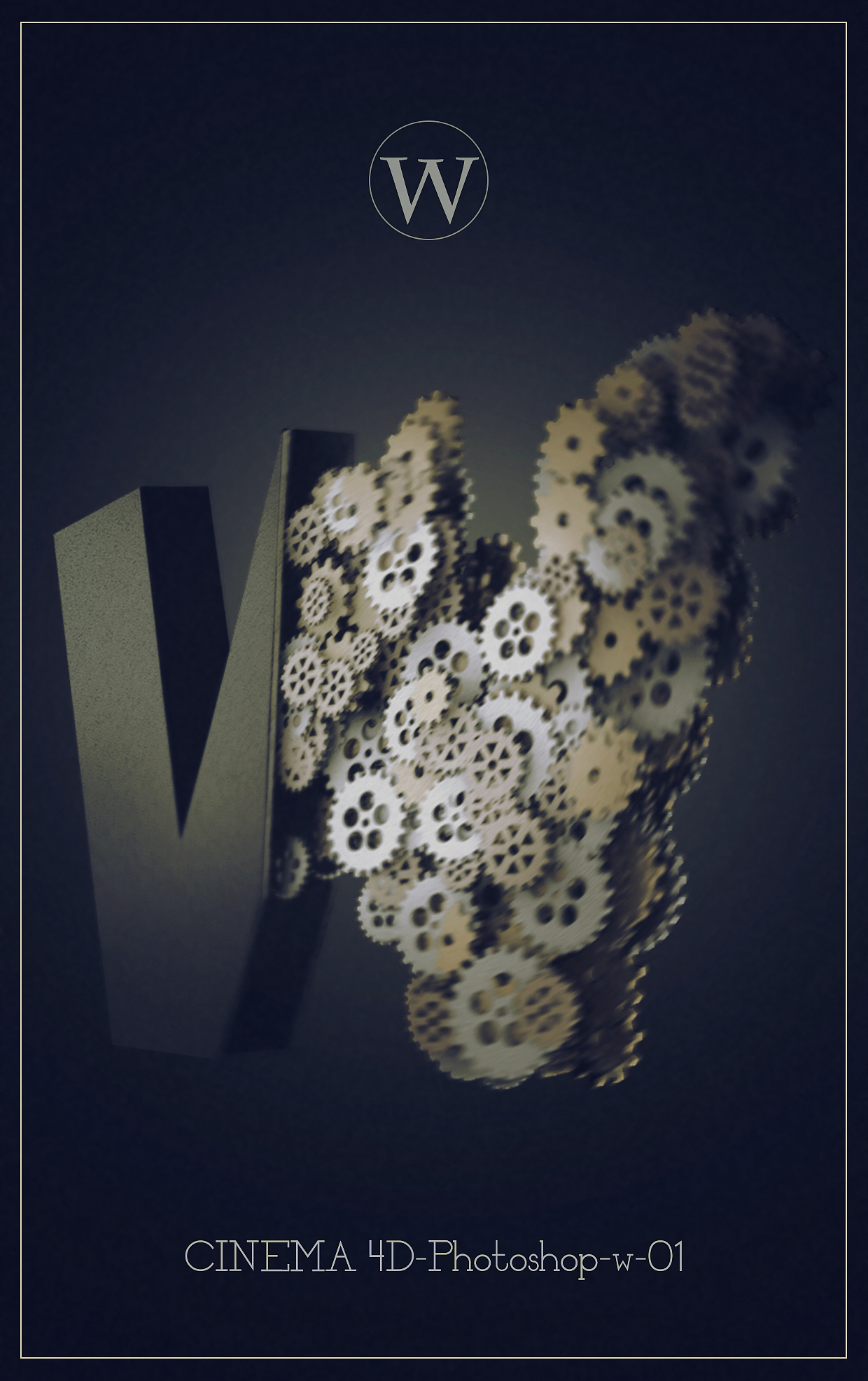 c4d+ps 制作w字母海报