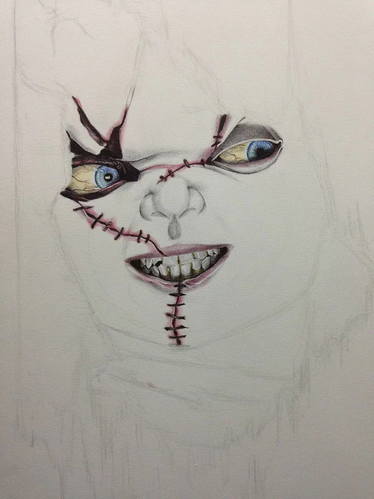 圆珠笔手绘鬼娃chucky