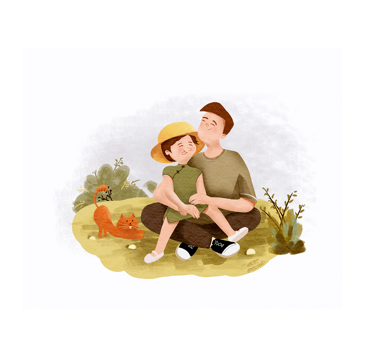 和爸爸在一起的小瞬间（图ZMjMwOTM2NDc2） - 儿童插画 - 站酷设计师CeciliaXJ原创素材 - 站酷ZCOOL