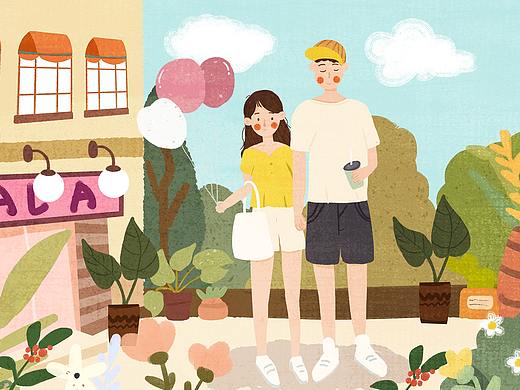 情侣、闺蜜日常插画作品集