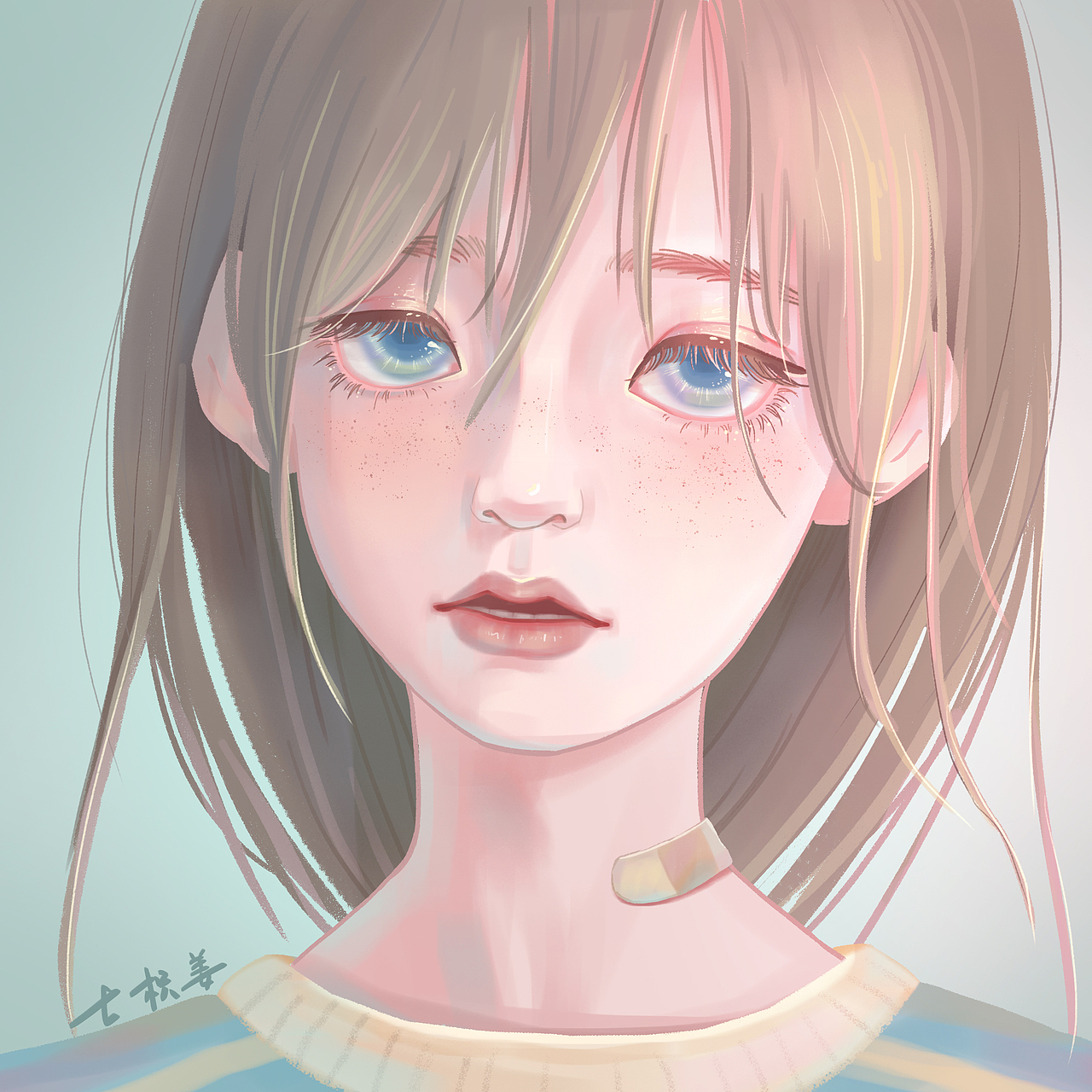 手绘头像插画（图ZMjUzOTcyNDI0） - 创作习作 - 站酷设计师七枳姜原创素材 - 站酷ZCOOL