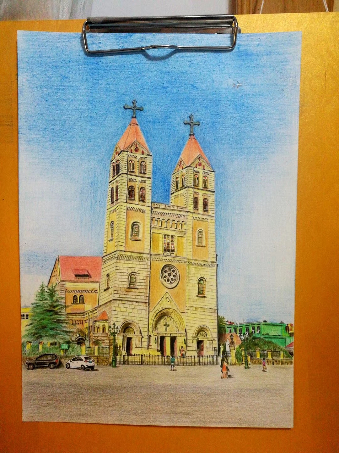 青岛天主教堂彩铅