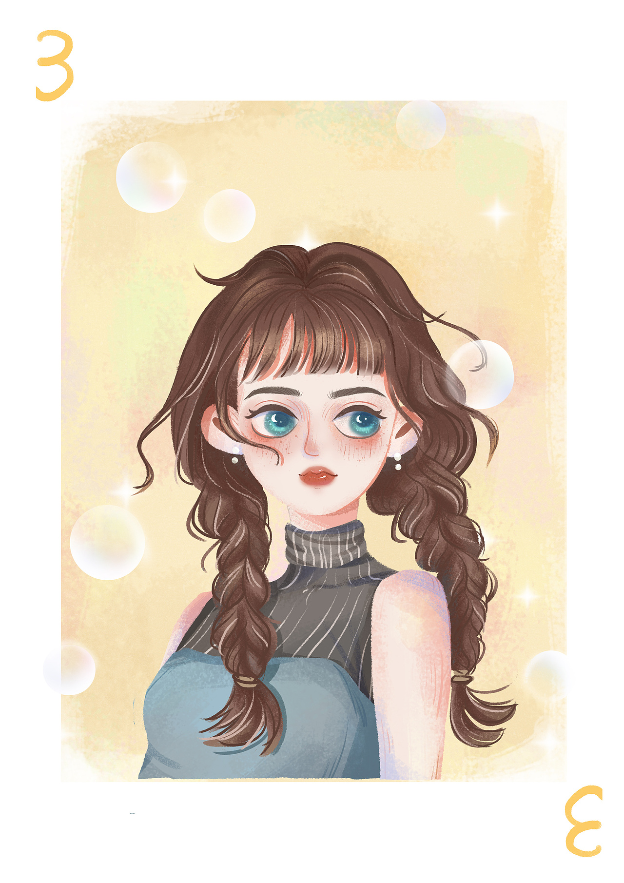 插画 绘画  头像 美女子