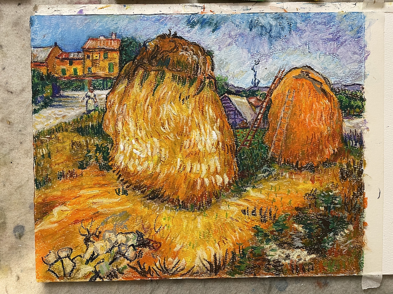 油画棒临摹之梵高作品普罗旺斯的大草堆（图ZMjM2NTQwMzQ4） - 绘画 - 站酷设计师慕渔艺术原创素材 - 站酷ZCOOL