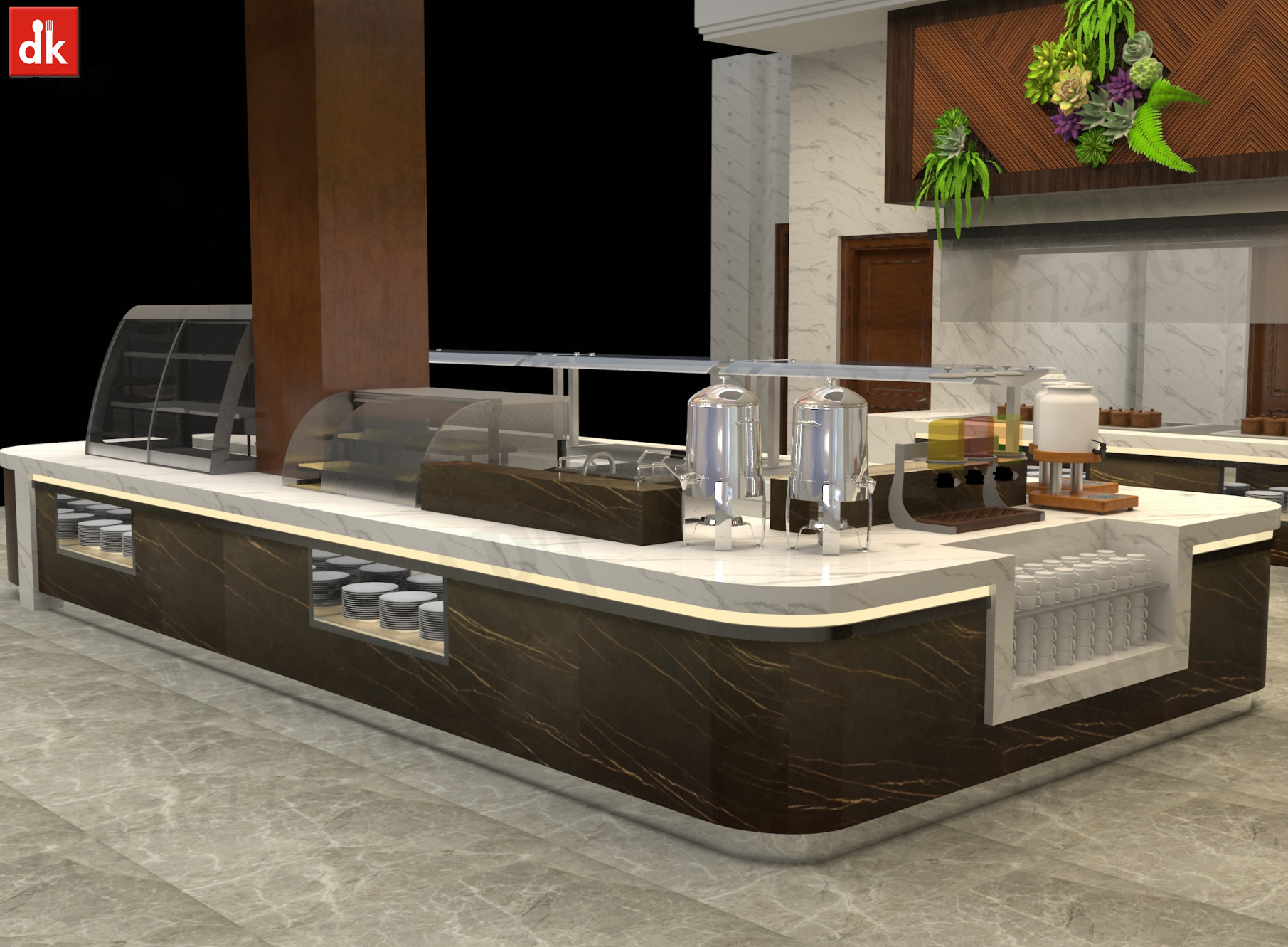 酒店自助餐保温台 移动布菲台设计图片 保温取餐台厂家