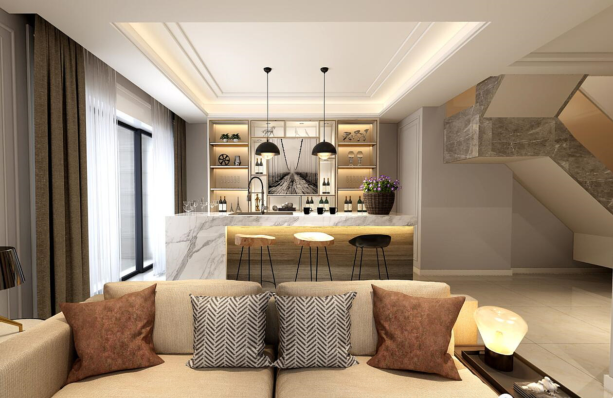 重庆别墅设计|万国城|现代风格|设计师张那美容