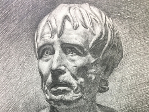 绘画4年前人物侧脸素描练习纯艺术-绘画4年前素描练习纯艺术-绘画4年