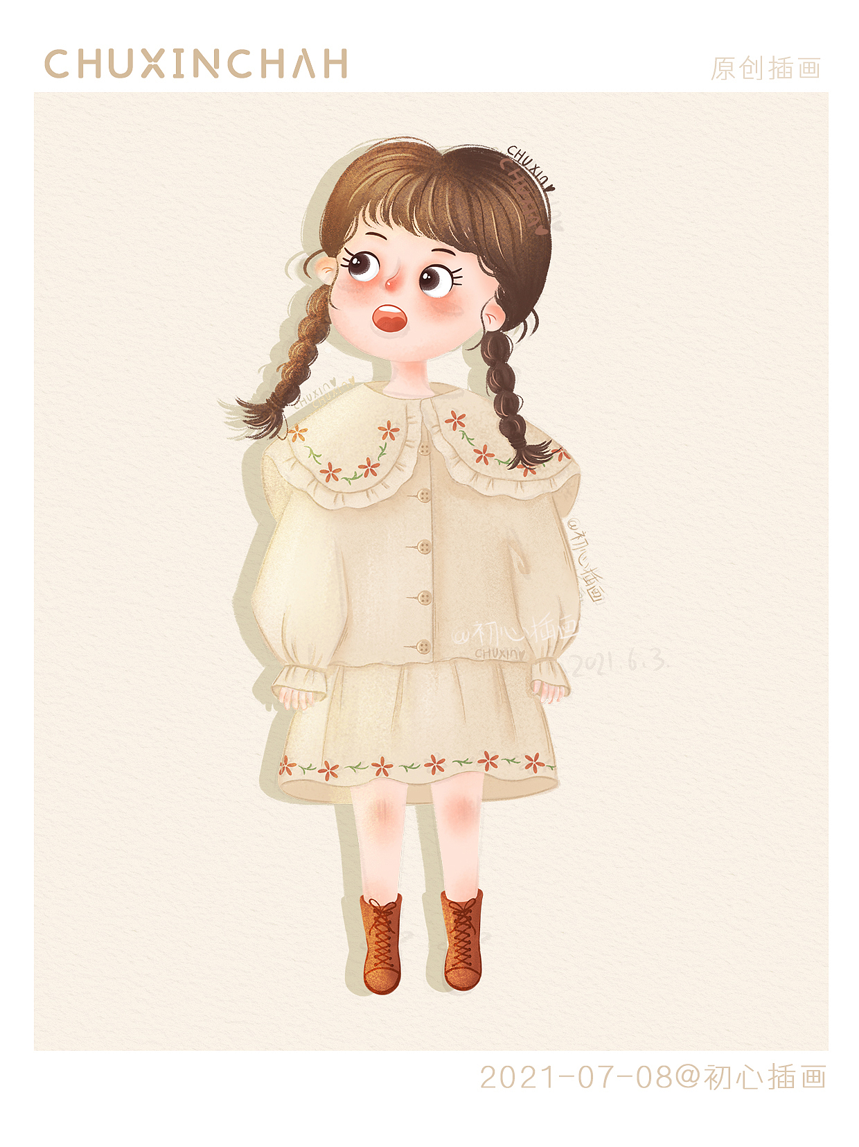 儿童插画——可爱女孩系列02  儿插人物  周边文创