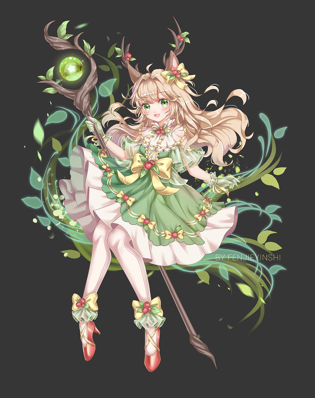 木系魔法少女-小鹿仙-（图ZMTk2NDI1MTky） - 商业插画 - 站酷设计师分解因式原创素材 - 站酷ZCOOL
