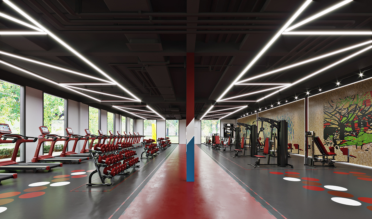 体育馆健身房|空间|商业空间设计|1风1 - 原创作品 - 站酷 (zcool)