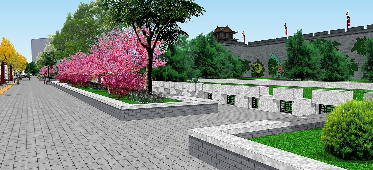 西南城角--含光门外岸景观（图ZMTMyNDY4MDQ0） - 景观设计 - 站酷设计师gaohbwxh原创素材 - 站酷ZCOOL