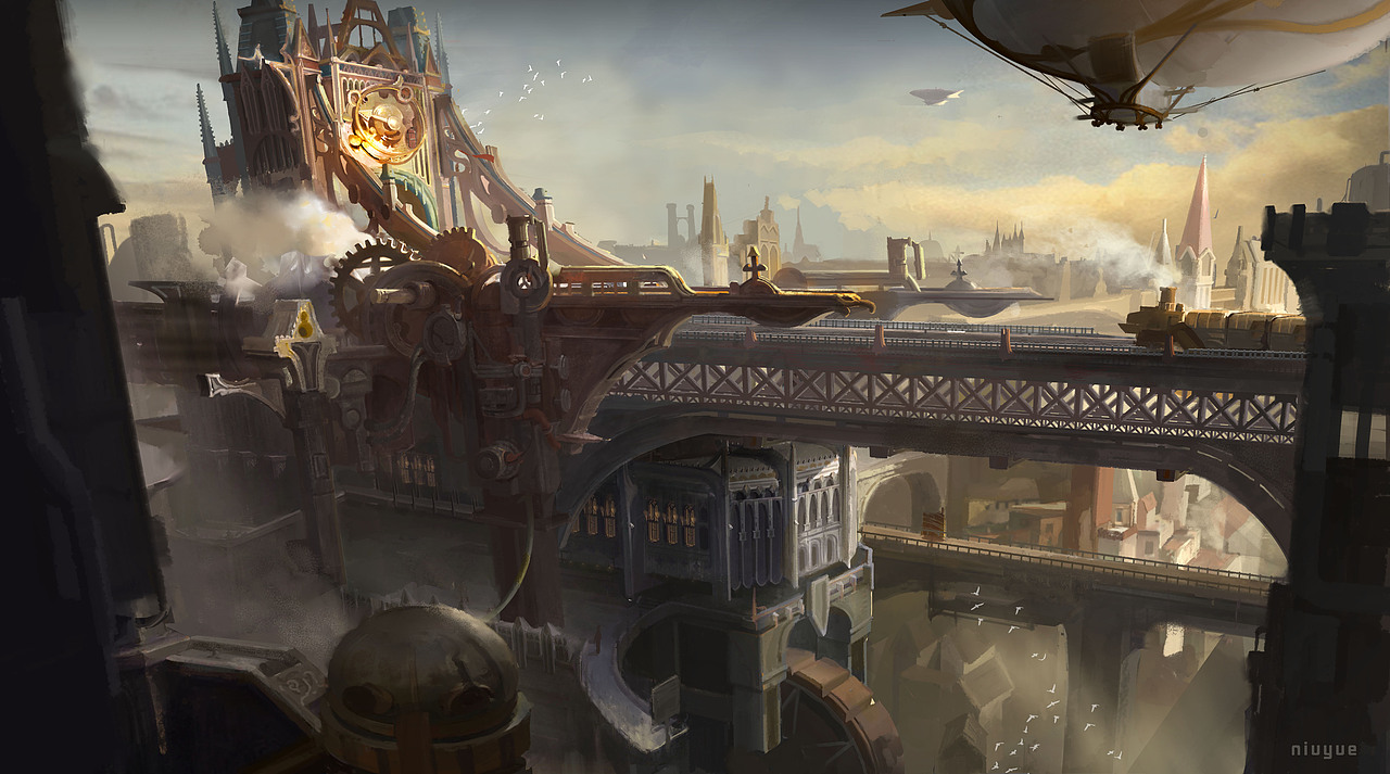 蒸汽朋克场景设计|插画|游戏原画|牛悦悦_原创作品-站酷zcool