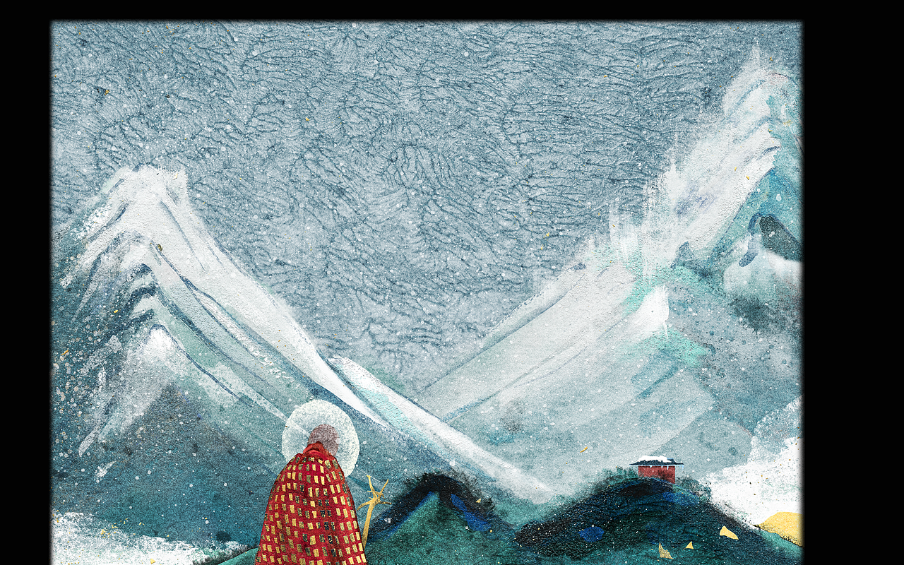 仿岩彩|【佛】· 风雪夜归人|插画|艺术插画|索阿_原创作品-站酷zcool