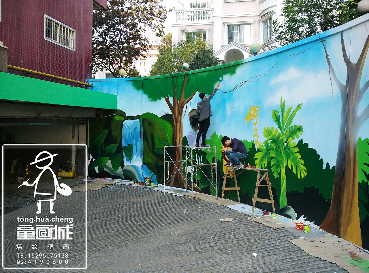 麦合轻旅酒店车库 手绘涂鸦墙绘壁画