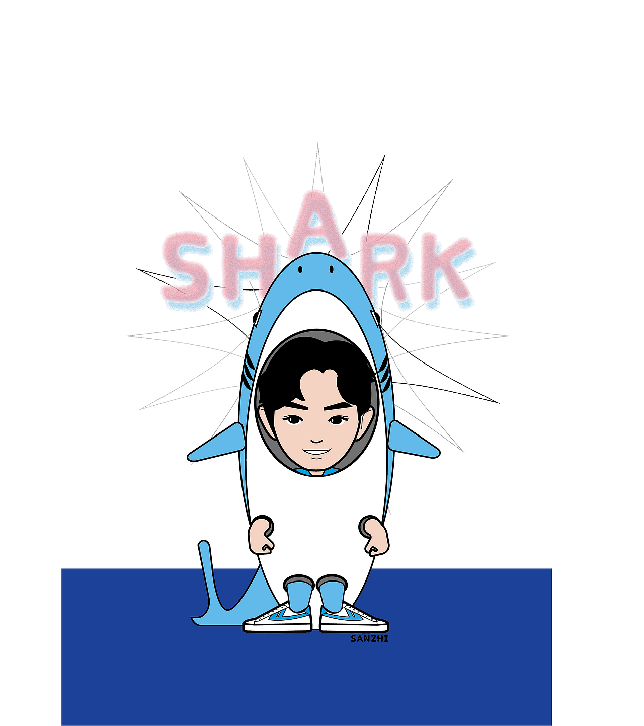 鲨鱼男孩（图ZMjUwMjAyNDQw） - 艺术插画 - 站酷设计师三直SANZHI原创素材 - 站酷ZCOOL