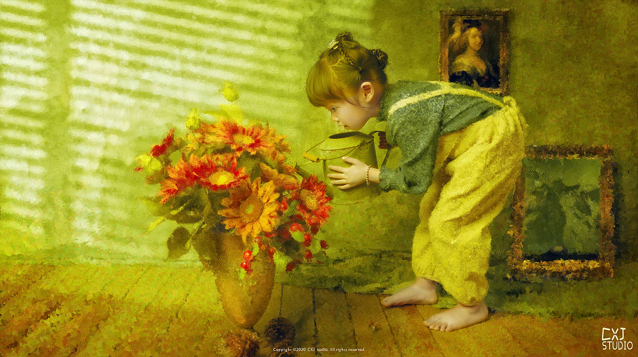 花房小姑娘-油画+摄影（图ZMTk2MTQ2NjQw） - 人像摄影 - 站酷设计师陈小静_CXJ原创素材 - 站酷ZCOOL