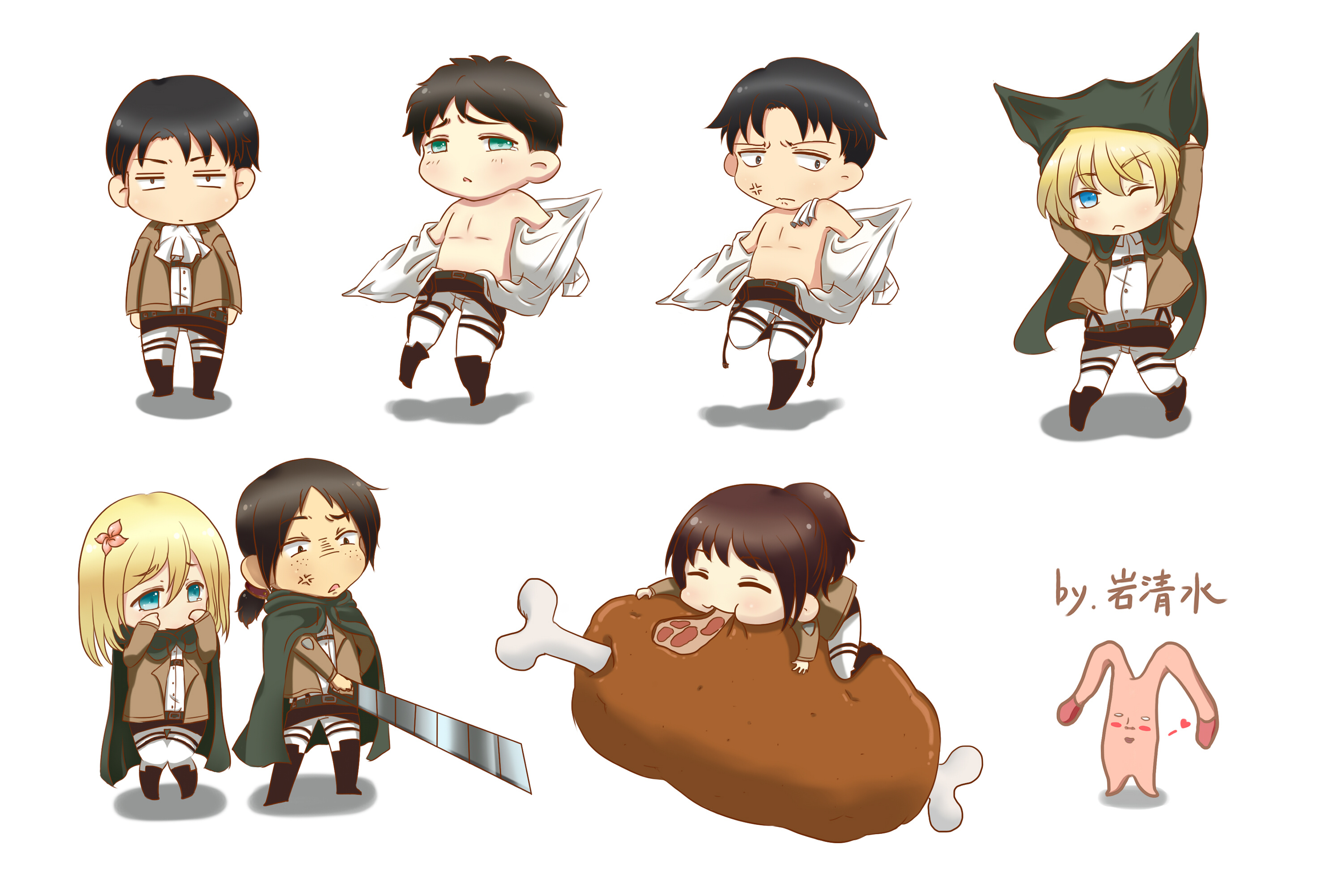 三张q版人物画|动漫|其他动漫|岩清水 - 原创作品 - 站酷 (zcool)